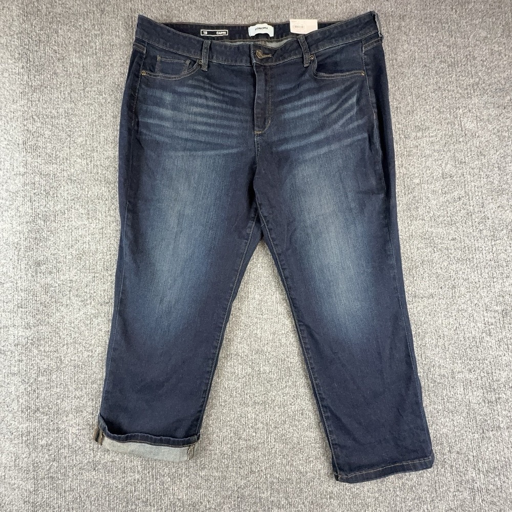 Sonoma Goods For Life Capri Jeans Womens 18 Dark Wash Mid Rise Stretch Denim